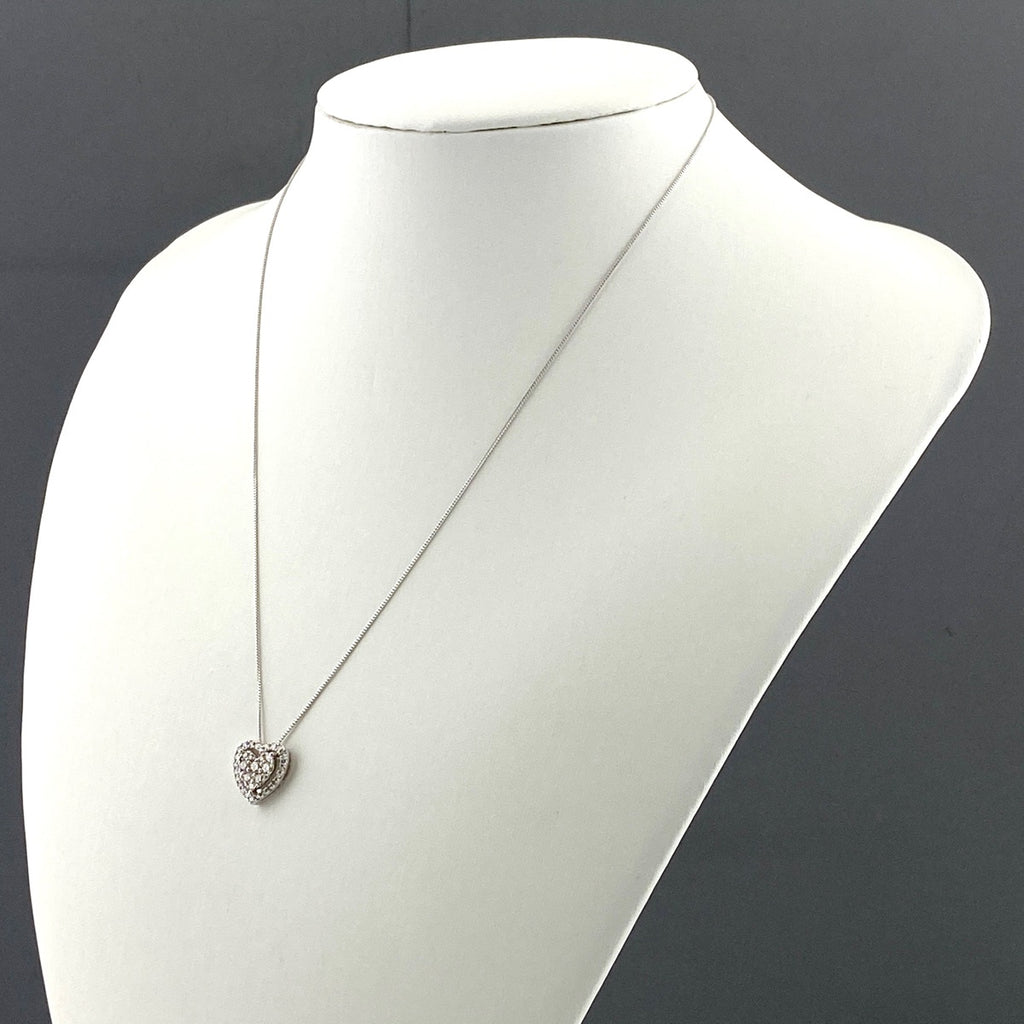 ハートモチーフ デザインリング WG ホワイトゴールド ペンダント ネックレス K18 WG ダイヤモンド レディース 【中古】nbjwl