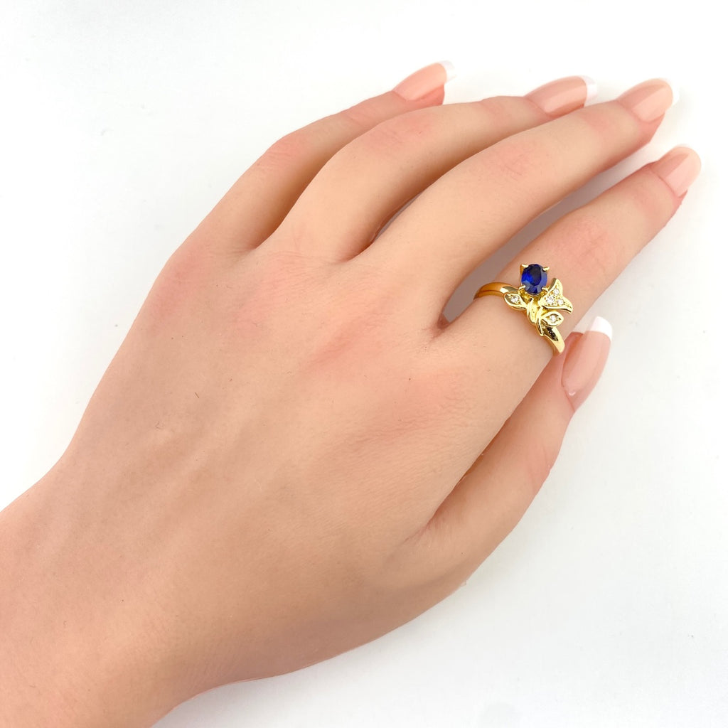 タサキ サファイア デザインリング YG イエローゴールド 指輪 メレダイヤ リング 13.5号 K18 サファイア ダイヤモンド レディース 【中古】brjwl