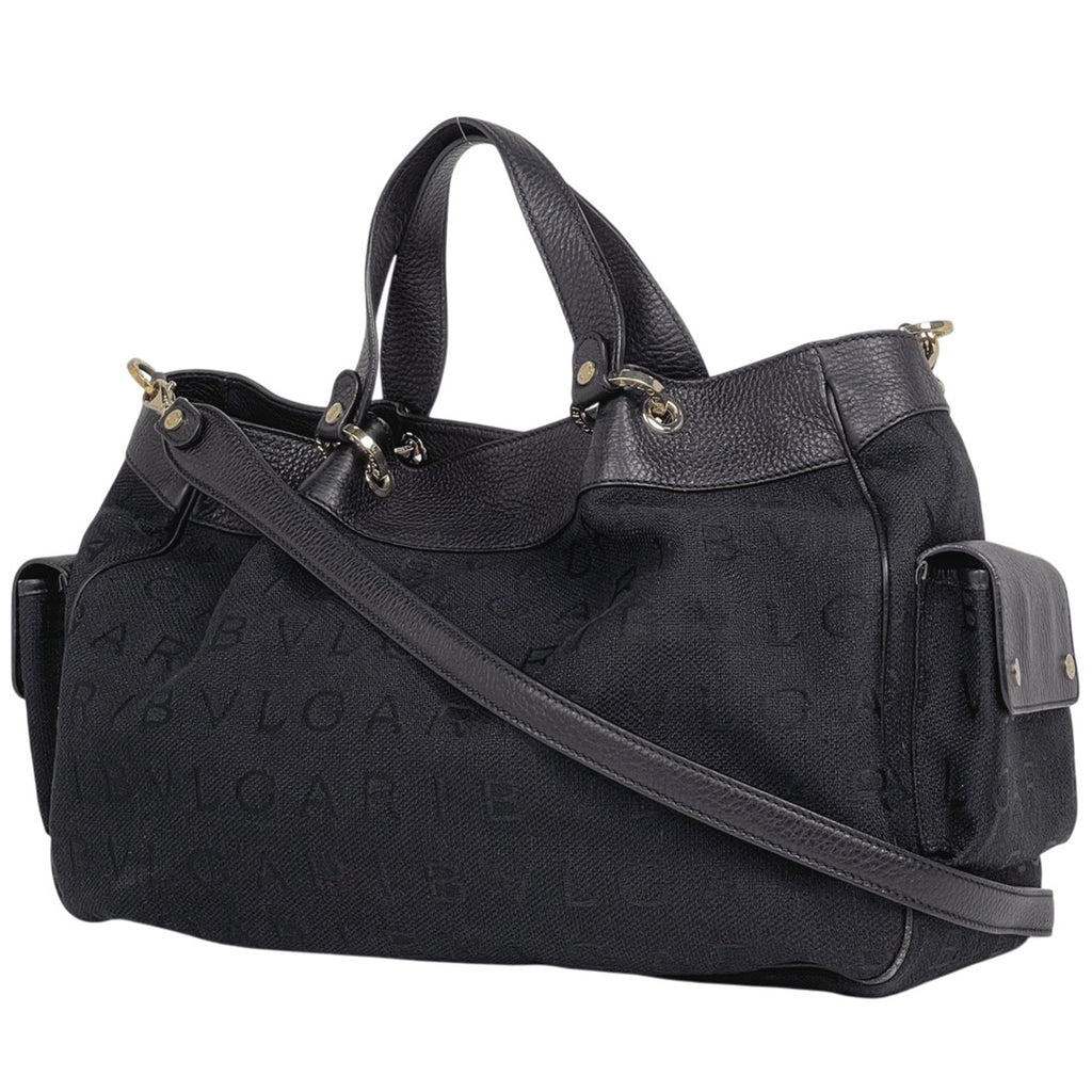 ブルガリ ロゴマニア トートバッグ ハンドバッグ トートバッグ キャンバス ブラック レディース 【中古】brbag