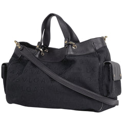 ブルガリ ロゴマニア トートバッグ ハンドバッグ トートバッグ キャンバス ブラック レディース 【中古】brbag