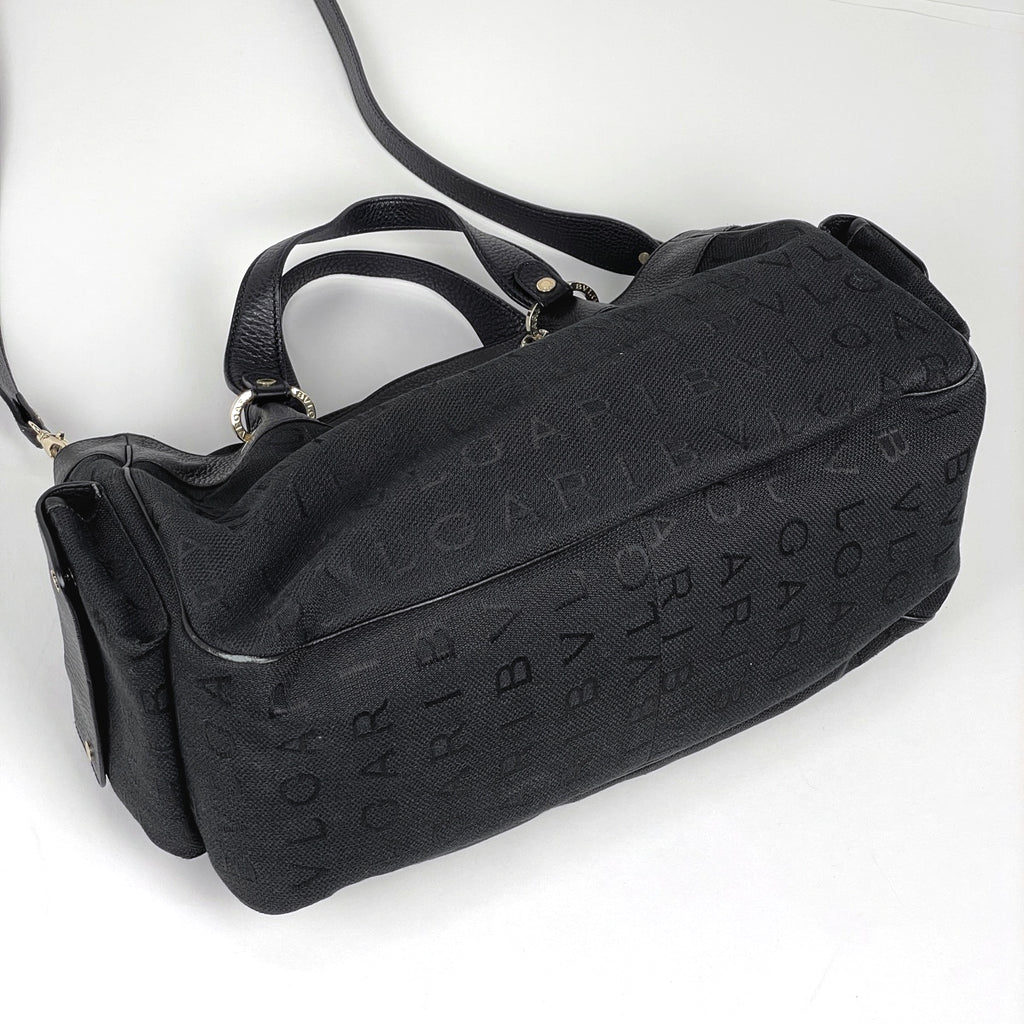 ブルガリ ロゴマニア トートバッグ ハンドバッグ トートバッグ キャンバス ブラック レディース 【中古】brbag