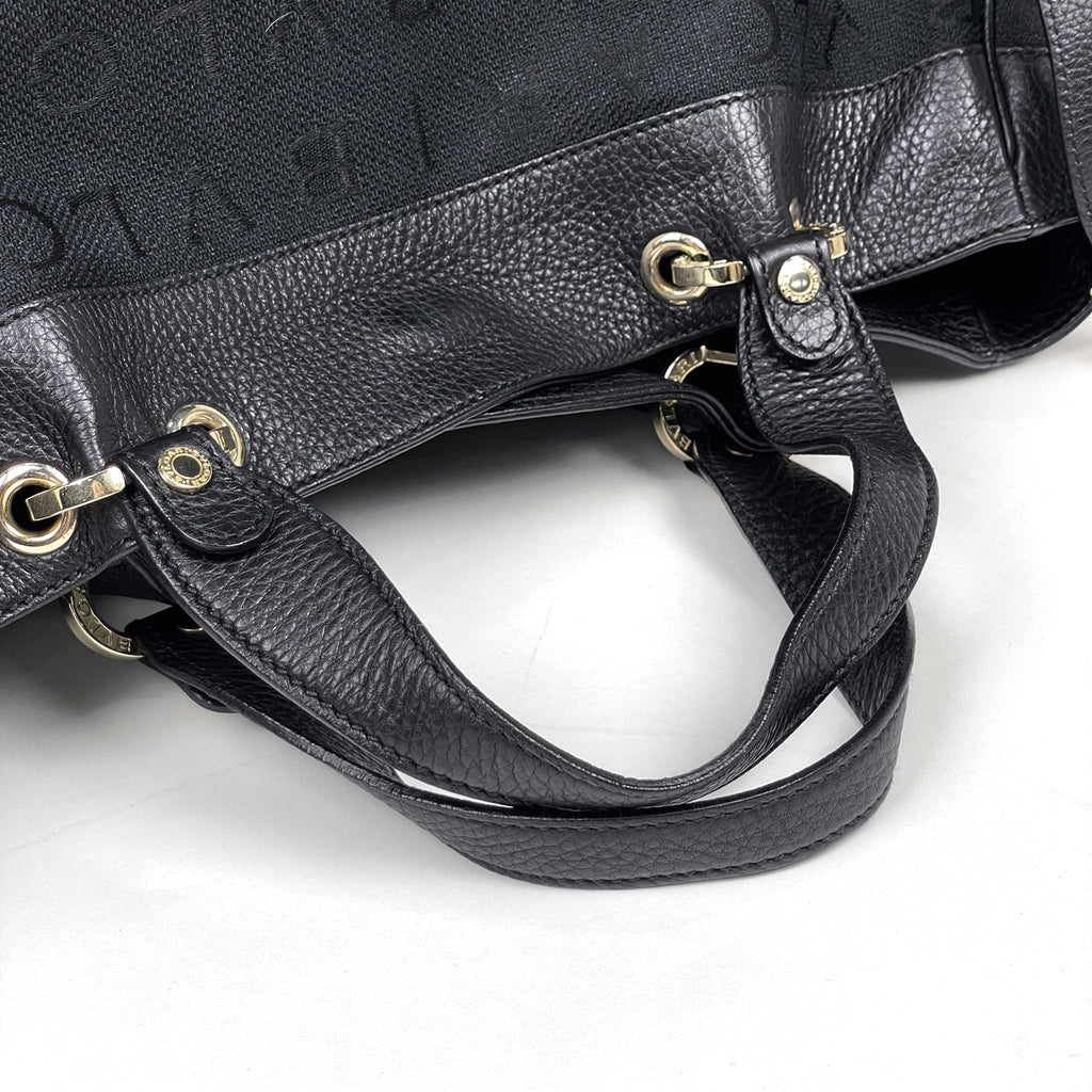 ブルガリ ロゴマニア トートバッグ ハンドバッグ トートバッグ キャンバス ブラック レディース 【中古】brbag