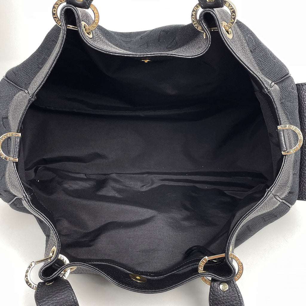 ブルガリ ロゴマニア トートバッグ ハンドバッグ トートバッグ キャンバス ブラック レディース 【中古】brbag