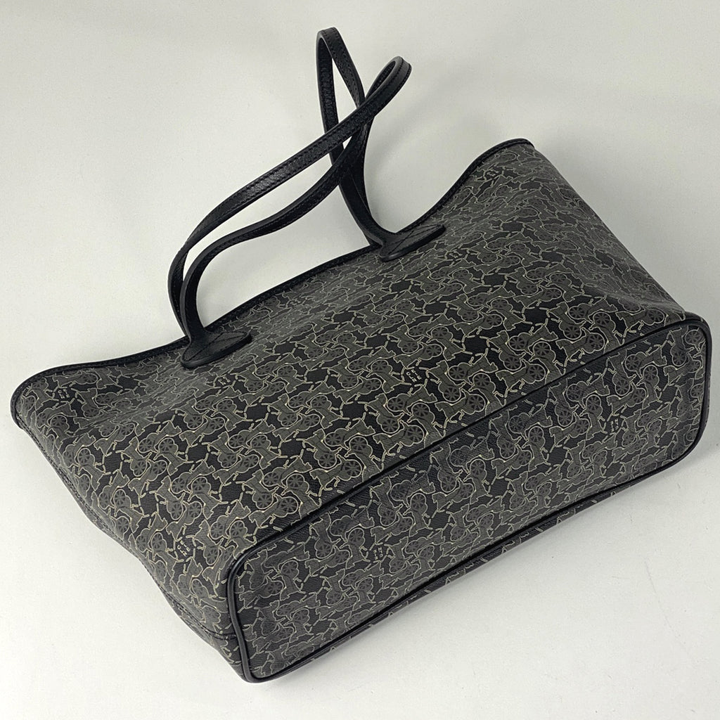 セリーヌ ロゴ トートバッグ 馬車柄 総柄 サルキー トートバッグ コーティングキャンバス ブラック レディース 【中古】brbag