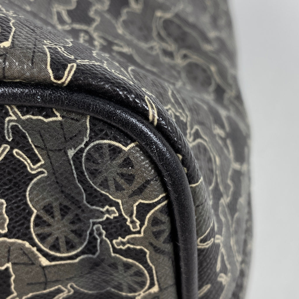 セリーヌ ロゴ トートバッグ 馬車柄 総柄 サルキー トートバッグ コーティングキャンバス ブラック レディース 【中古】brbag