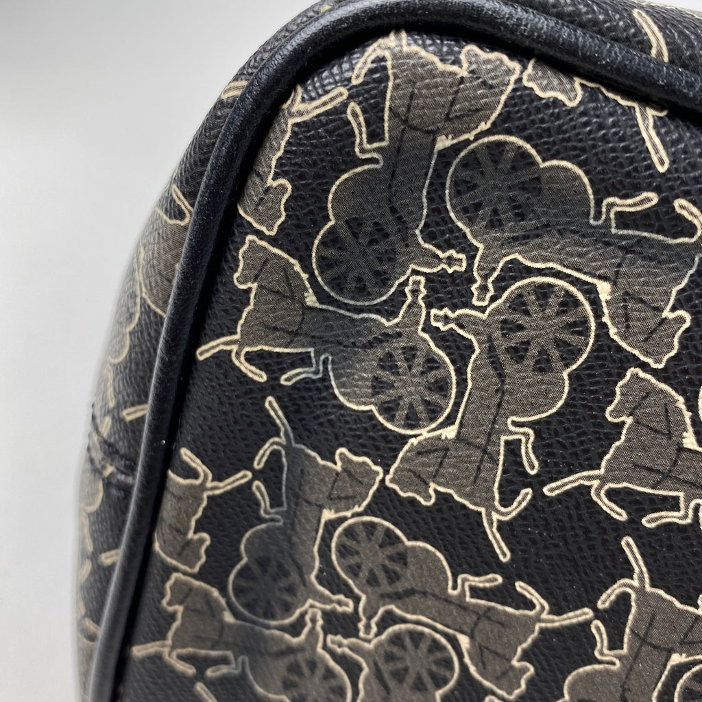 セリーヌ ロゴ トートバッグ 馬車柄 総柄 サルキー トートバッグ コーティングキャンバス ブラック レディース 【中古】brbag