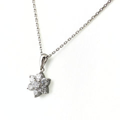 フラワーモチーフ デザインネックレス プラチナ YG イエローゴールド ペンダント 花 ネックレス Pt900 Pt850 ダイヤモンド レディース 【中古】nbjwl