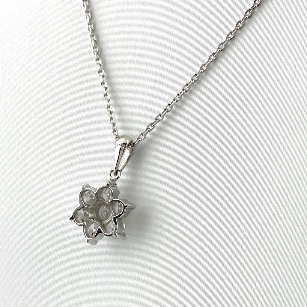 フラワーモチーフ デザインネックレス プラチナ YG イエローゴールド ペンダント 花 ネックレス Pt900 Pt850 ダイヤモンド レディース 【中古】nbjwl