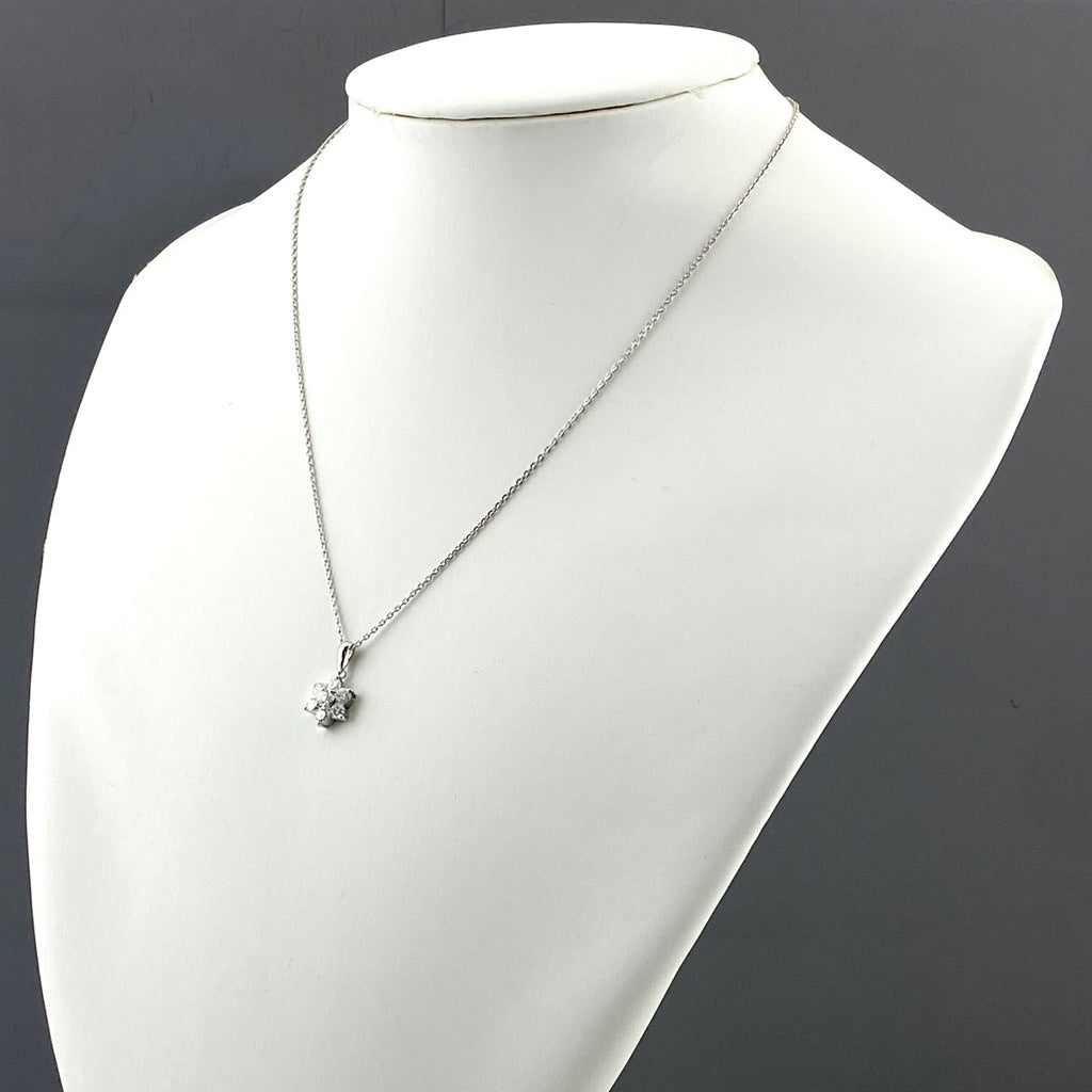 フラワーモチーフ デザインネックレス プラチナ YG イエローゴールド ペンダント 花 ネックレス Pt900 Pt850 ダイヤモンド レディース 【中古】nbjwl