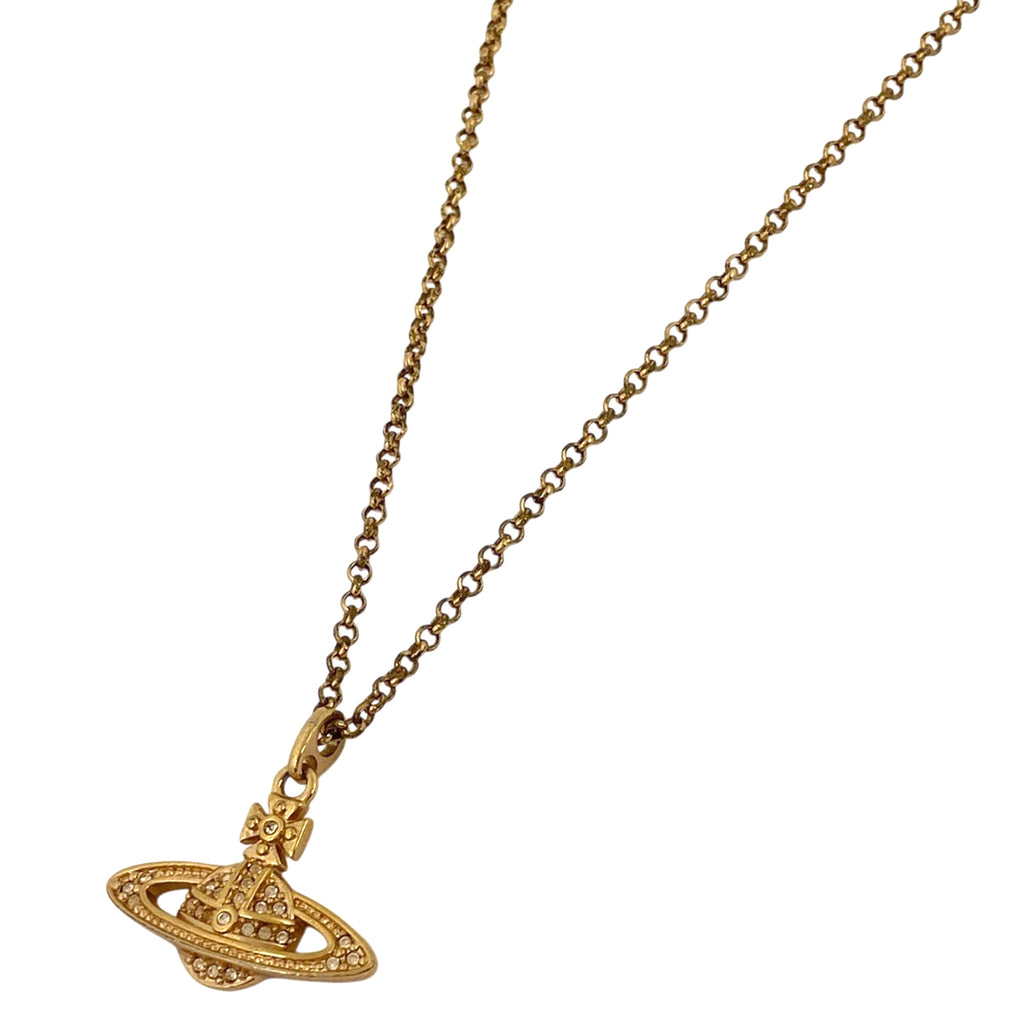 ヴィヴィアンウエストウッド ミニ バス レリーフ ネックレス MINI BAS RELIEF ネックレス メタル ラインストーン ゴールド レディース 【中古】bracc