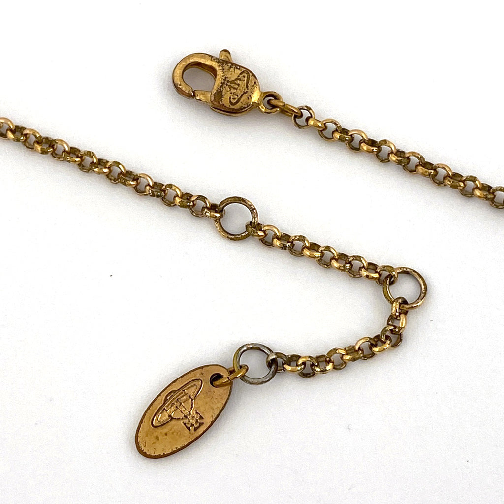 ヴィヴィアンウエストウッド ミニ バス レリーフ ネックレス MINI BAS RELIEF ネックレス メタル ラインストーン ゴールド レディース 【中古】bracc