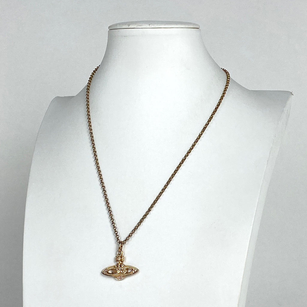ヴィヴィアンウエストウッド ミニ バス レリーフ ネックレス MINI BAS RELIEF ネックレス メタル ラインストーン ゴールド レディース 【中古】bracc