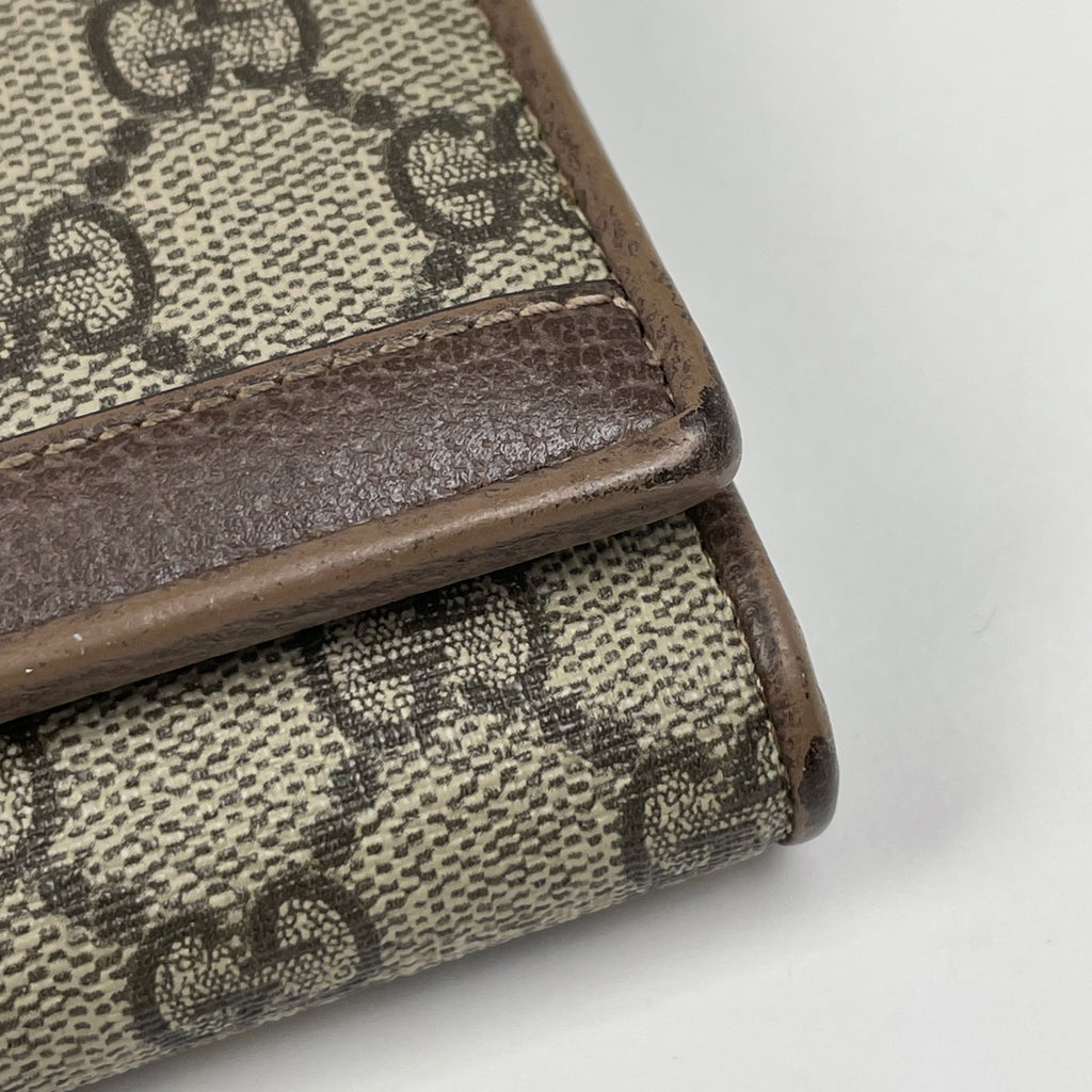 グッチ オフィディアGG 二つ折り 長財布 チェーンウォレット シェリーライン ウェブ 長財布 コーティングキャンバス ブラウン レディース 【中古】brbag