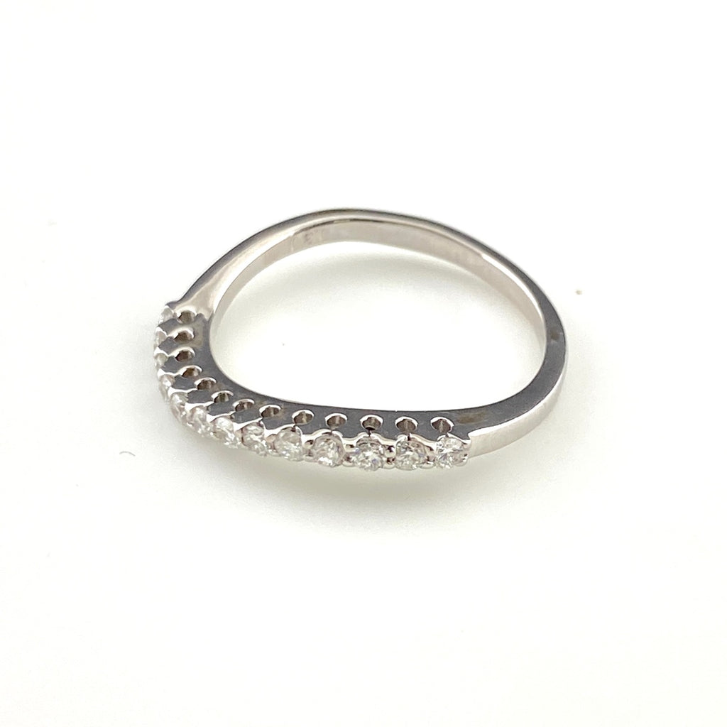 メレダイヤ デザインリング WG ホワイトゴールド 指輪 リング 13号 K18 WG ダイヤモンド レディース 【中古】nbjwl