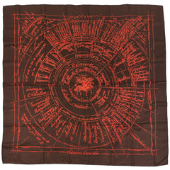 エルメス カレ90 Naissance d’une idee イデアの誕生 スカーフ スカーフ シルク ブラウン オレンジ レディース 【中古】brbag