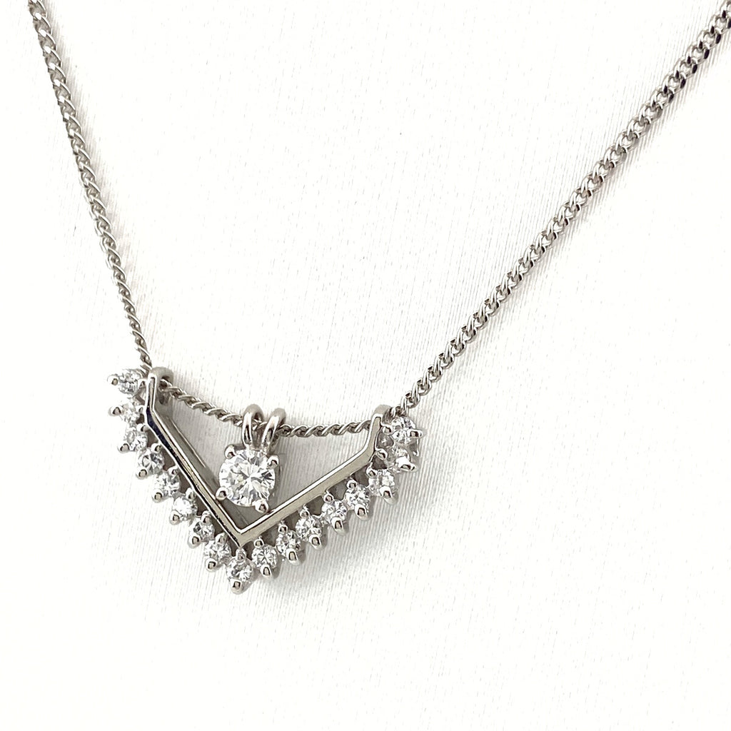 メレダイヤ デザインネックレス プラチナ ペンダント ネックレス Pt900 Pt850 ダイヤモンド レディース 【中古】nbjwl