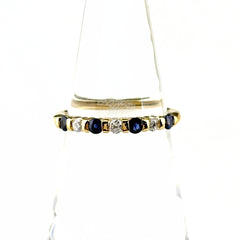 サファイア デザインリング YG イエローゴールド 指輪 メレダイヤ リング 11号 K18 サファイア ダイヤモンド レディース ノンブランドジュエリー 【中古】nbjwl