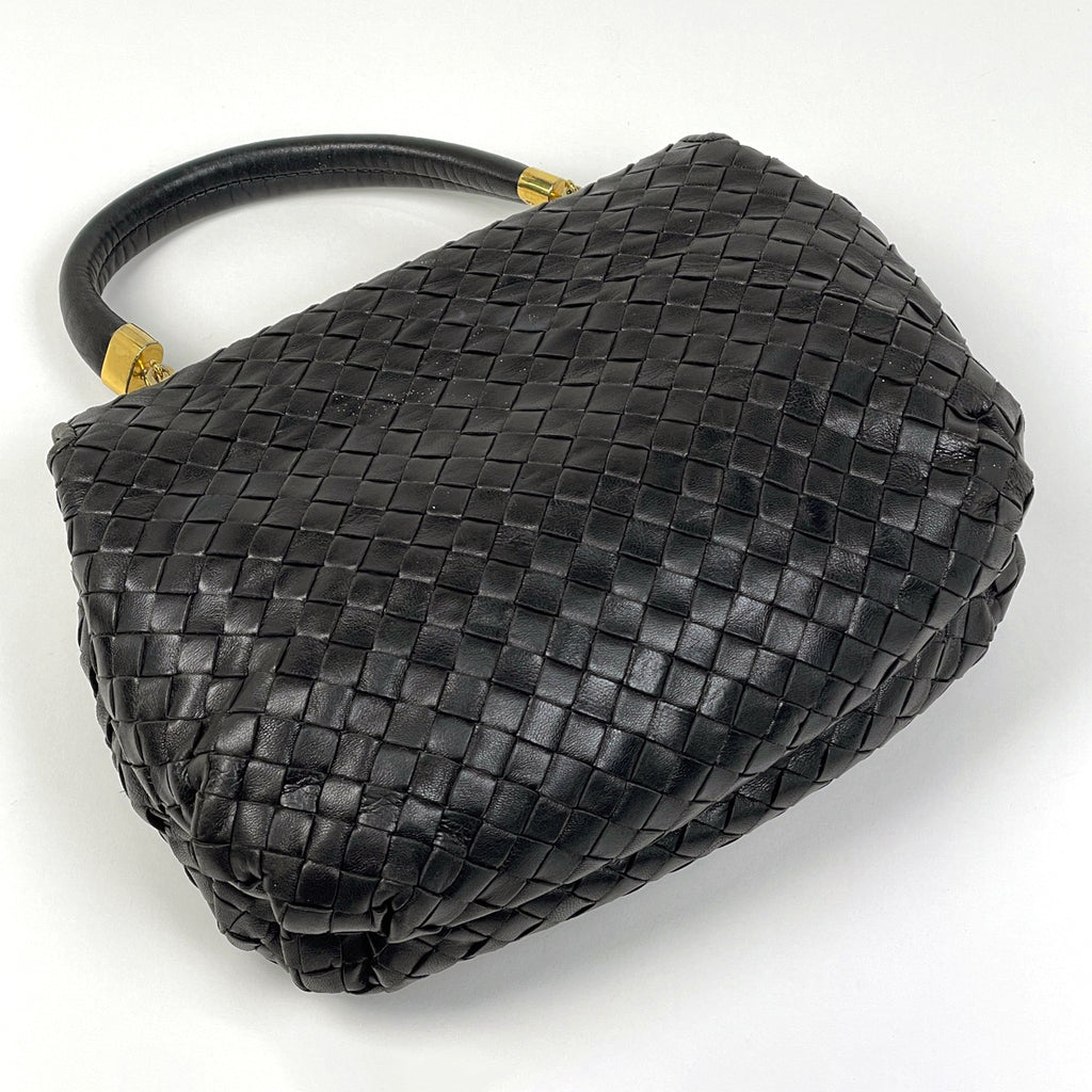 ボッテガヴェネタ イントレチャート ハンドバッグ 2WAY ショルダーバッグ ターンロック ハンドバッグ レザー ブラック レディース 【中古】brbag