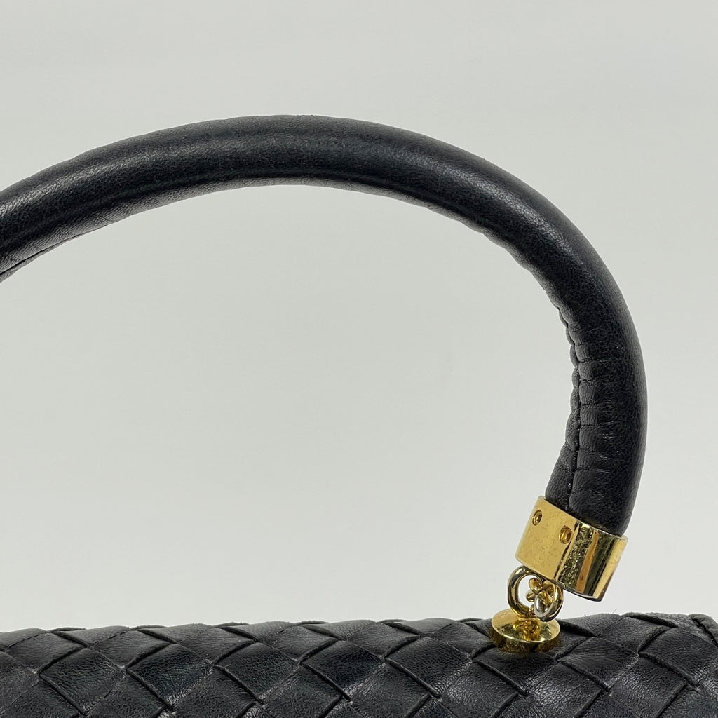 ボッテガヴェネタ イントレチャート ハンドバッグ 2WAY ショルダーバッグ ターンロック ハンドバッグ レザー ブラック レディース 【中古】brbag