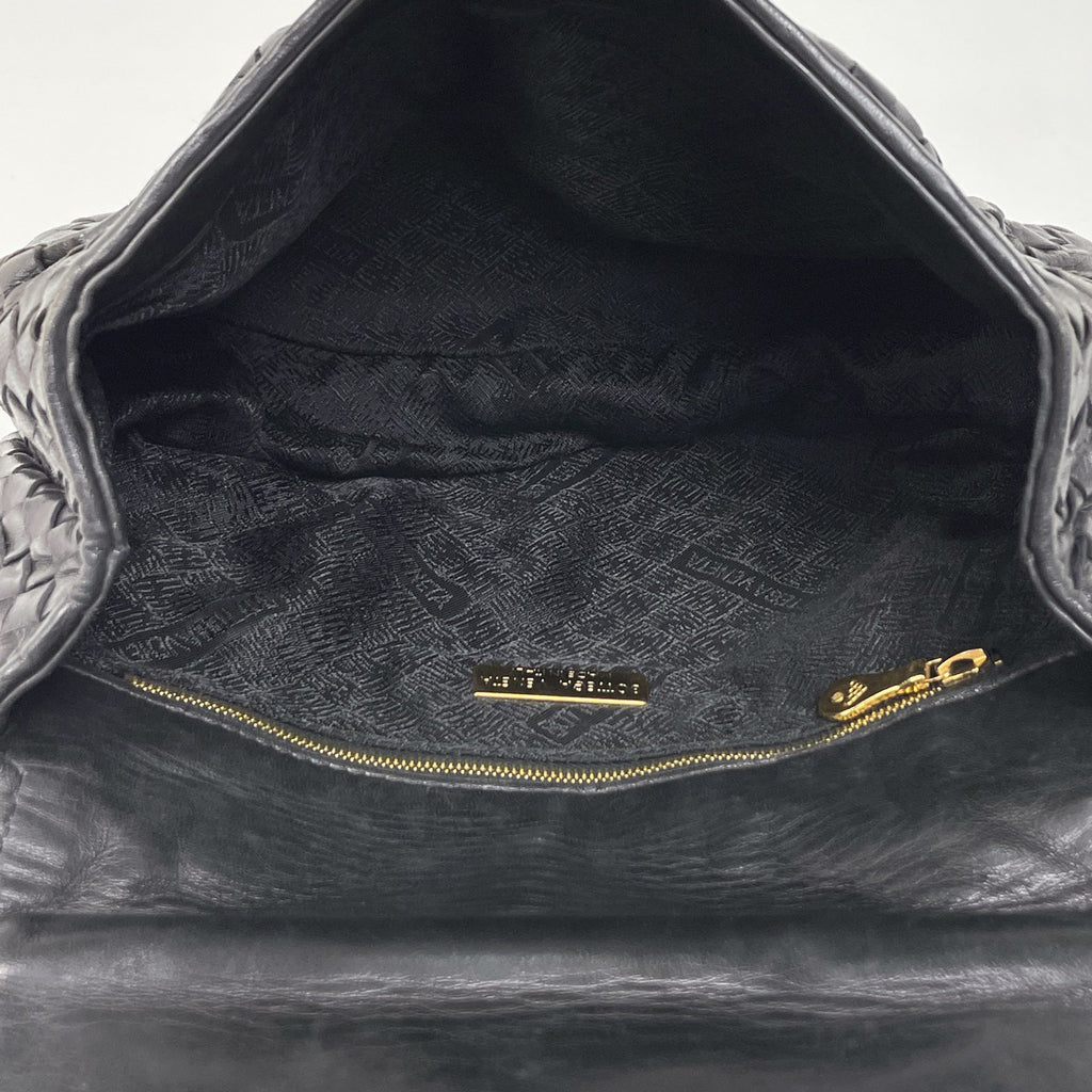 ボッテガヴェネタ イントレチャート ハンドバッグ 2WAY ショルダーバッグ ターンロック ハンドバッグ レザー ブラック レディース 【中古】brbag