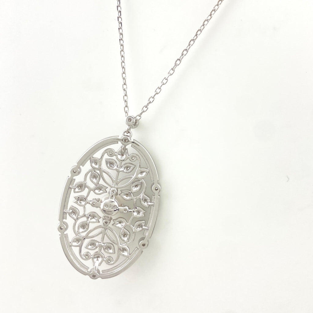 ミキモト パール デザインネックレス ペンダント メレダイヤ 真珠 ネックレス K18 パール ダイヤモンド レディース 【中古】brjwl