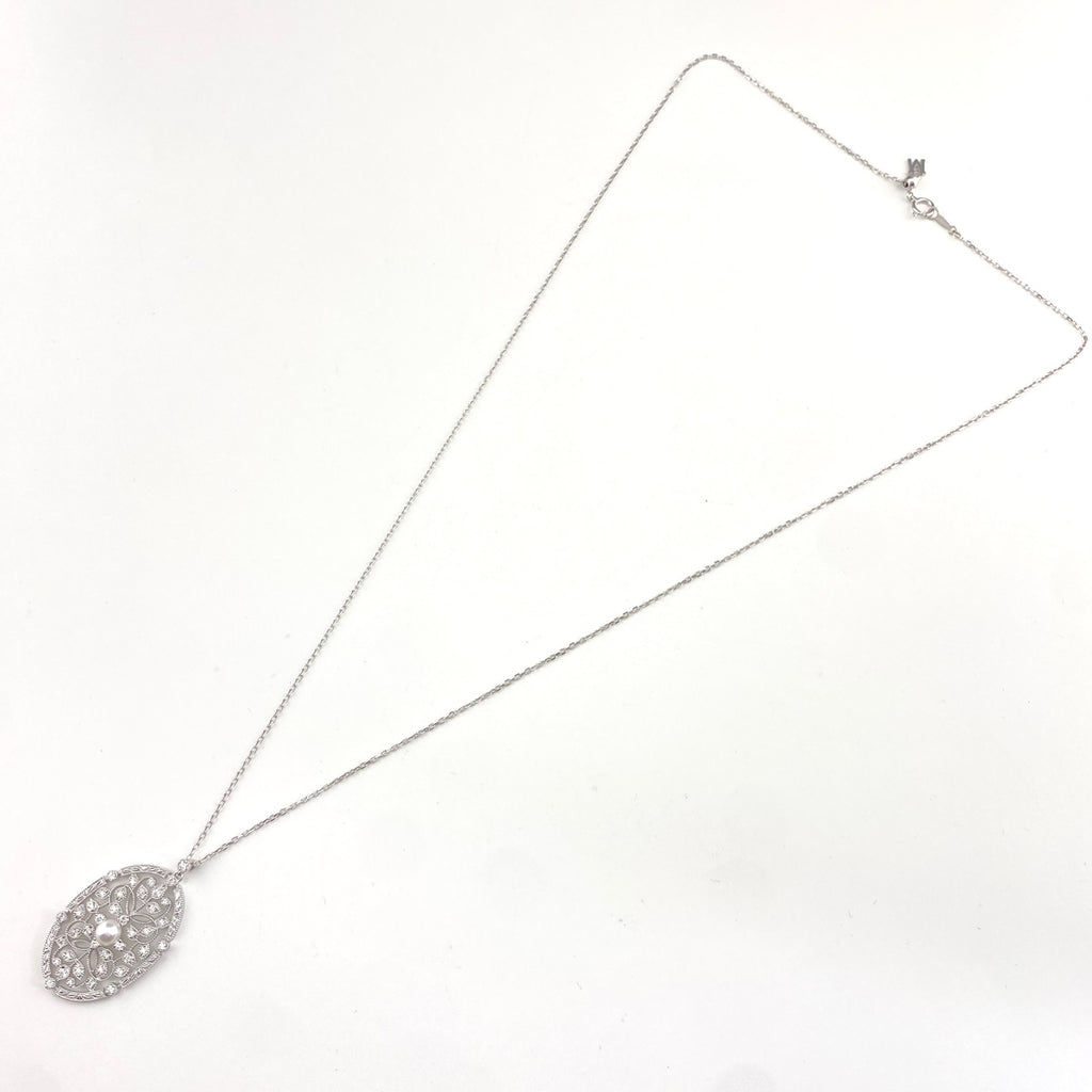 ミキモト パール デザインネックレス ペンダント メレダイヤ 真珠 ネックレス K18 パール ダイヤモンド レディース 【中古】brjwl