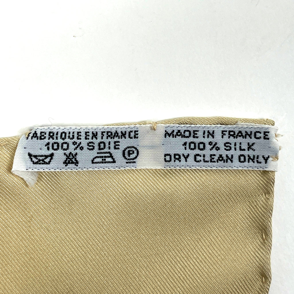 エルメス カレ 90 Au FIL de la SOIE 絹糸の赴くままに スカーフ シルク ベージュ レディース 【中古】brbag