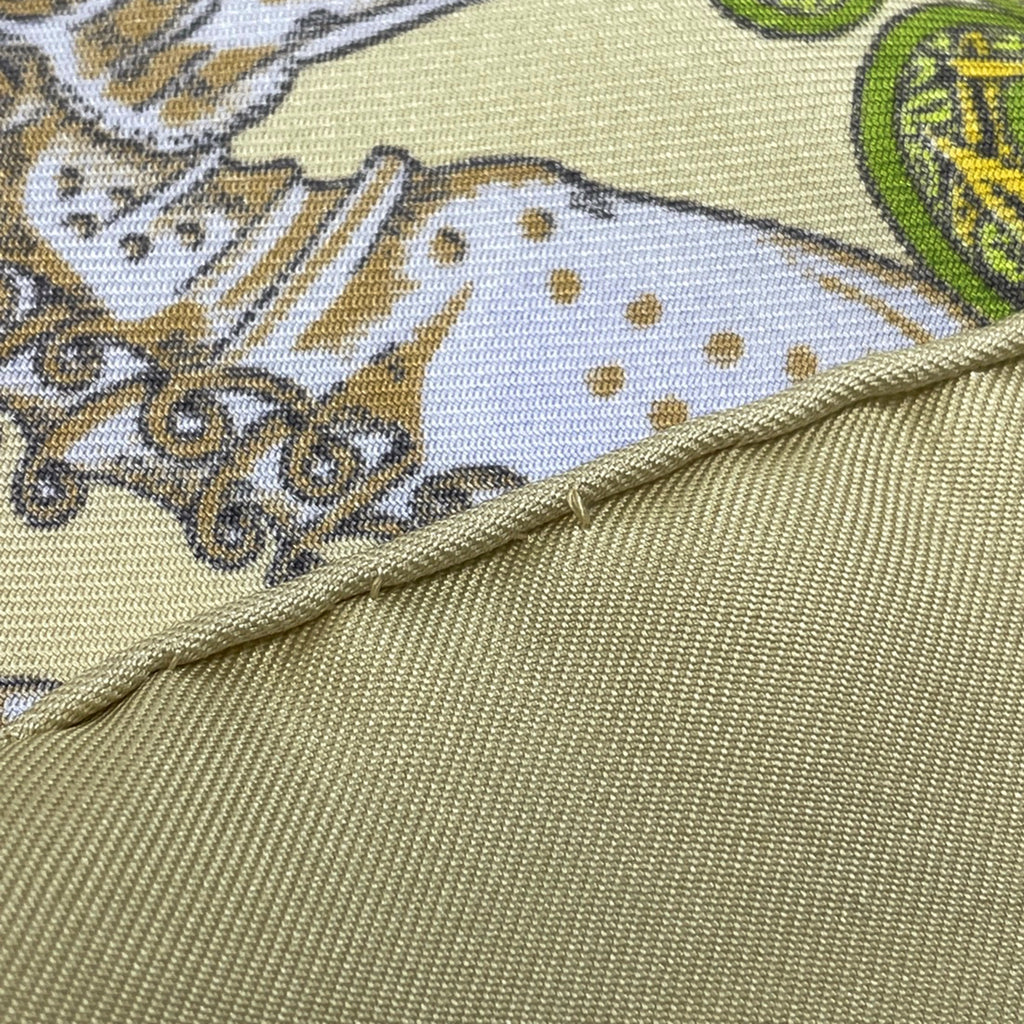 エルメス カレ 90 Au FIL de la SOIE 絹糸の赴くままに スカーフ シルク ベージュ レディース 【中古】brbag