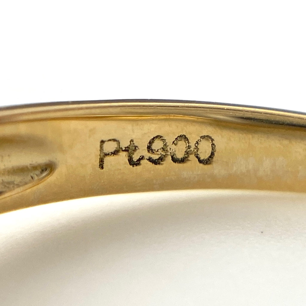 サファイア デザインリング YG イエローゴールド プラチナ 指輪 メレダイヤ リング 14号 K18 Pt900 サファイア レディース 【中古】nbjwl