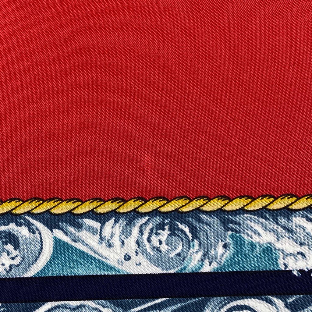 エルメス カレ 90 vive le vent 風よ吹け スカーフ シルク レッド レディース 【中古】brbag