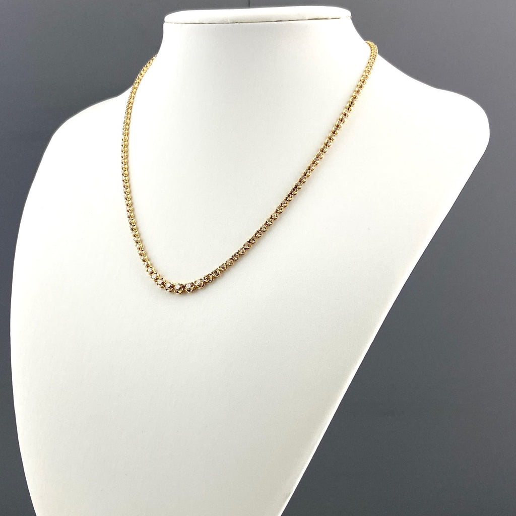 メレダイヤ デザインネックレス YG イエローゴールド ネックレス K18 ダイヤモンド レディース 【中古】nbjwl