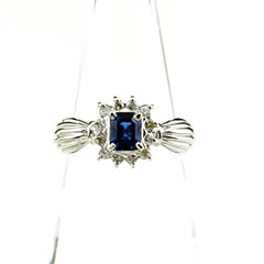 サファイア デザインリング プラチナ 指輪 メレダイヤ リング 11.5号 Pt900 サファイア ダイヤモンド レディース ノンブランドジュエリー 【中古】nbjwl