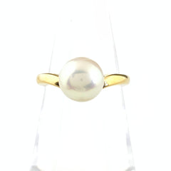 ミキモト パール デザインリング YG イエローゴールド 指輪 真珠 リング 12号 K18 パール レディース 【中古】brjwl