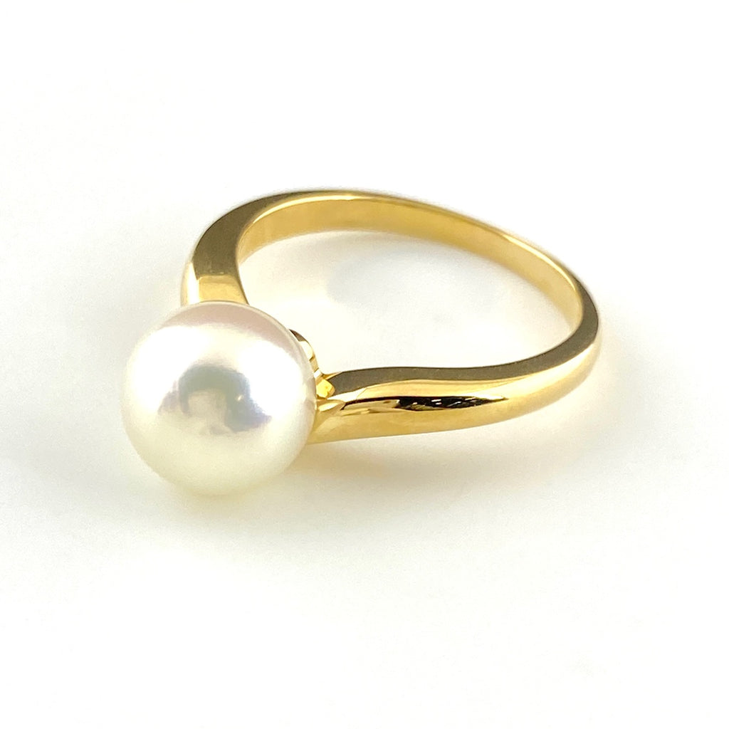 ミキモト パール デザインリング YG イエローゴールド 指輪 真珠 リング 12号 K18 パール レディース 【中古】brjwl