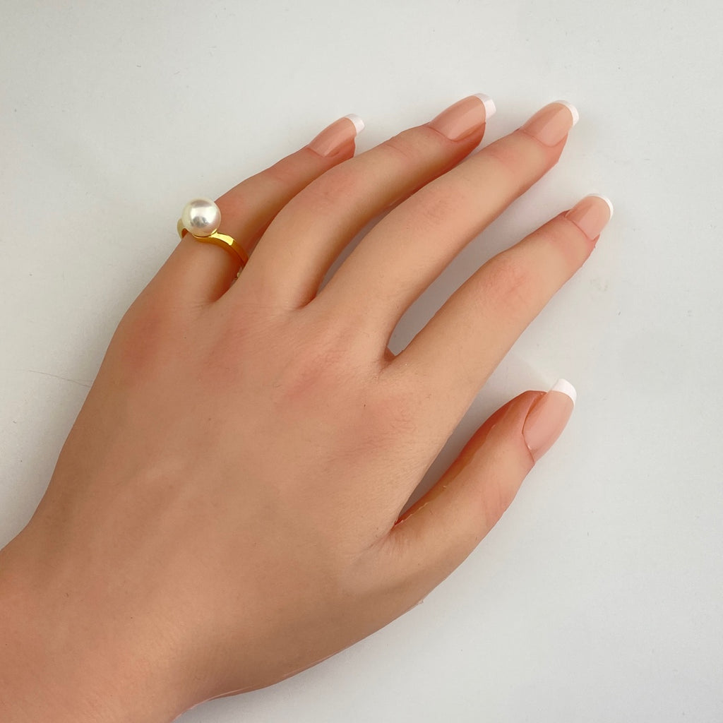 ミキモト パール デザインリング YG イエローゴールド 指輪 真珠 リング 12号 K18 パール レディース 【中古】brjwl