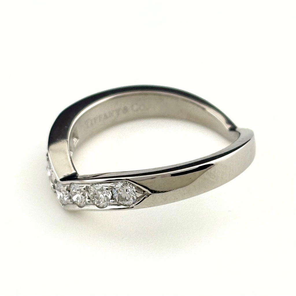 ティファニー Vバンド リング プラチナ 指輪 メレダイヤ リング 10号 Pt950 ダイヤモンド レディース 【中古】brjwl