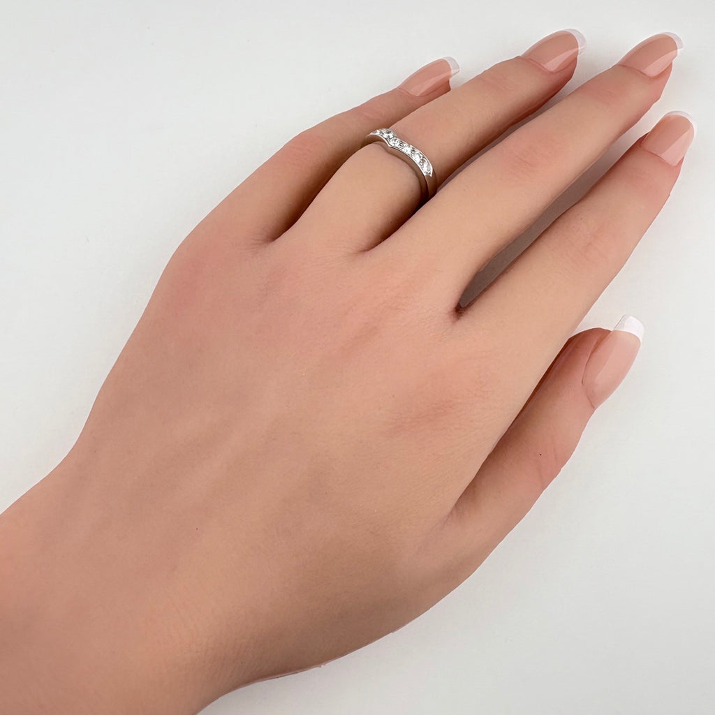 ティファニー Vバンド リング プラチナ 指輪 メレダイヤ リング 10号 Pt950 ダイヤモンド レディース 【中古】brjwl