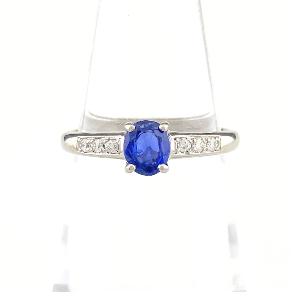 サファイア デザインリング プラチナ メレダイヤ 指輪 リング 11.5号 Pt900 ダイヤモンド レディース 【中古】nbjwl