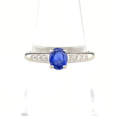 サファイア デザインリング プラチナ メレダイヤ 指輪 リング 11.5号 Pt900 ダイヤモンド レディース 【中古】nbjwl