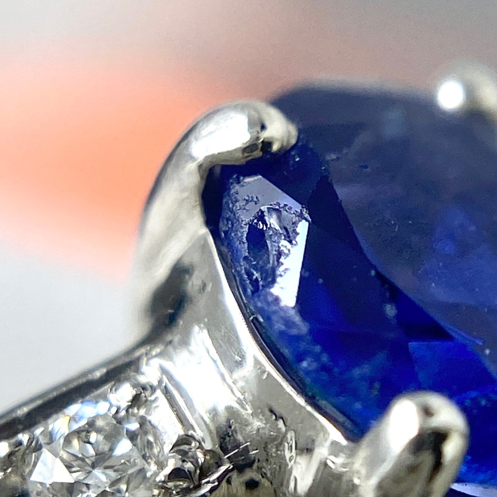 サファイア デザインリング プラチナ メレダイヤ 指輪 リング 11.5号 Pt900 ダイヤモンド レディース 【中古】nbjwl