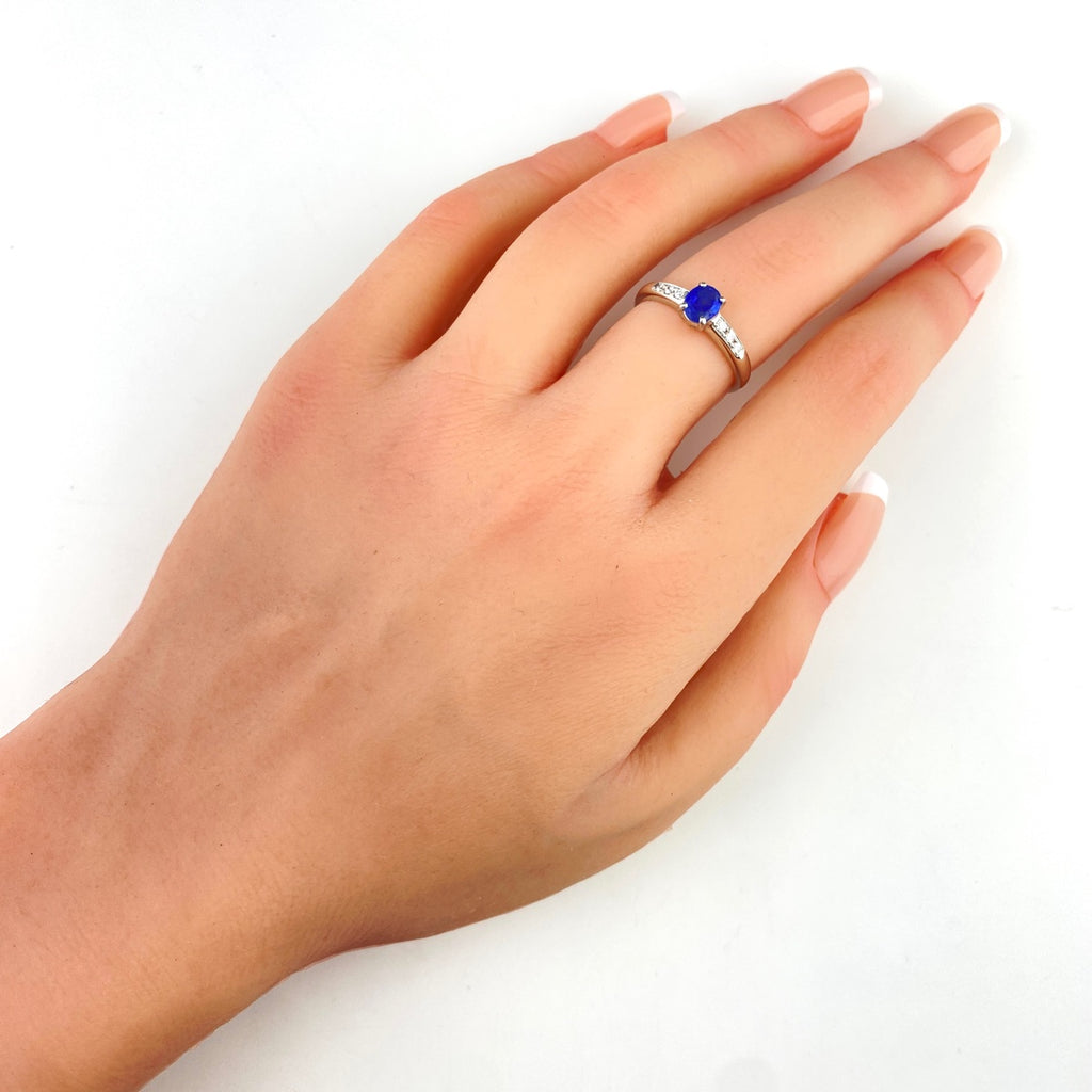 サファイア デザインリング プラチナ メレダイヤ 指輪 リング 11.5号 Pt900 ダイヤモンド レディース 【中古】nbjwl