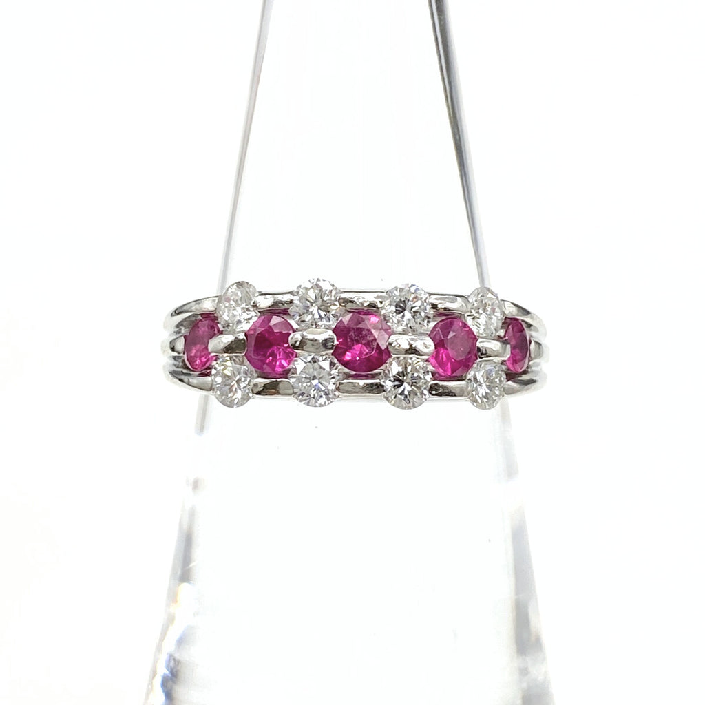 ルビー デザインリング プラチナ メレダイヤ 指輪 リング 11号 Pt900 ルビー ダイヤモンド レディース 【中古】nbjwl