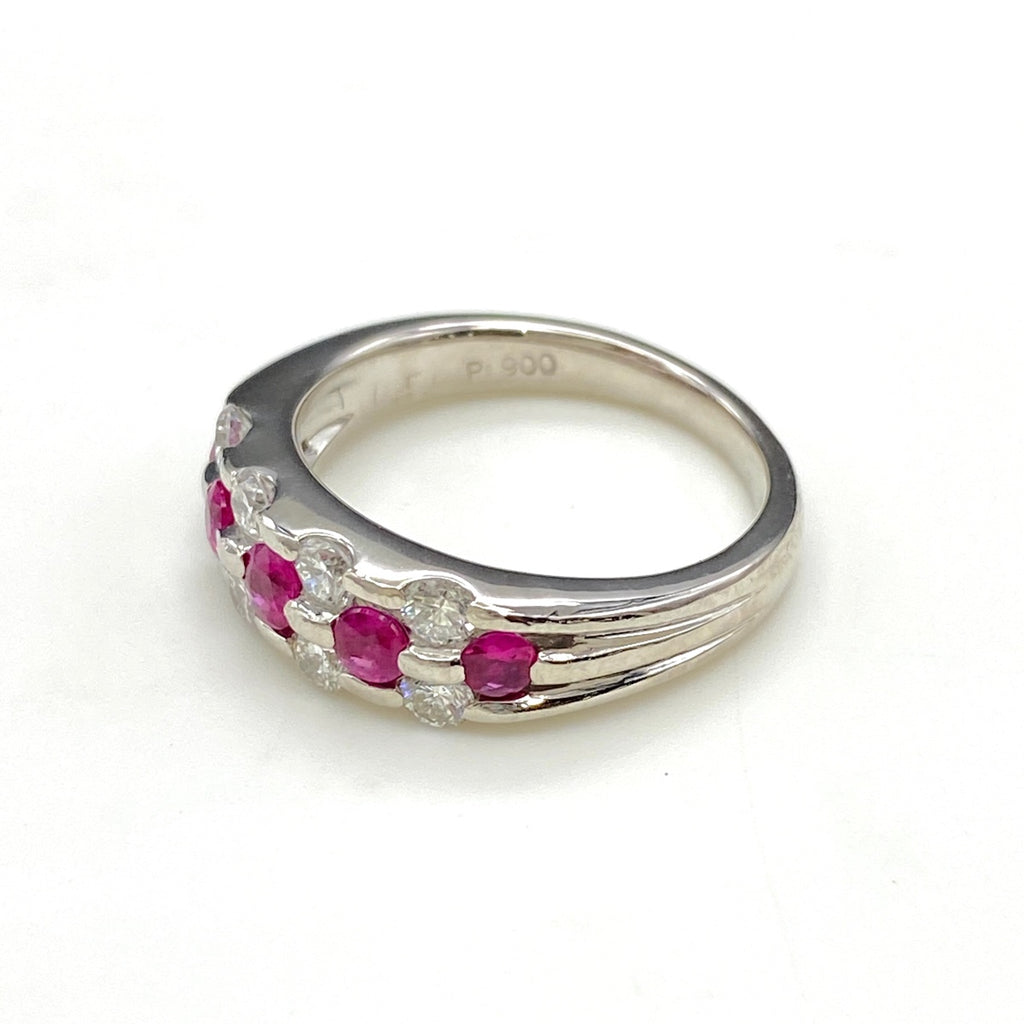 ルビー デザインリング プラチナ メレダイヤ 指輪 リング 11号 Pt900 ルビー ダイヤモンド レディース 【中古】nbjwl