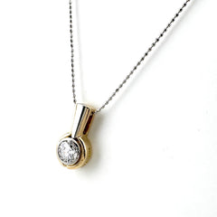 ダイヤモンド デザインネックレス プラチナ YG イエローゴールド ペンダント ネックレス Pt900 Pt850 K18 レディース ノンブランドジュエリー 【中古】nbjwl