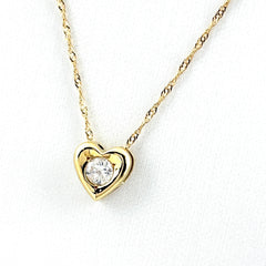 ハートモチーフ デザインネックレス YG イエローゴールド ペンダント メレダイヤ ネックレス K18 ダイヤモンド レディース 【中古】nbjwl