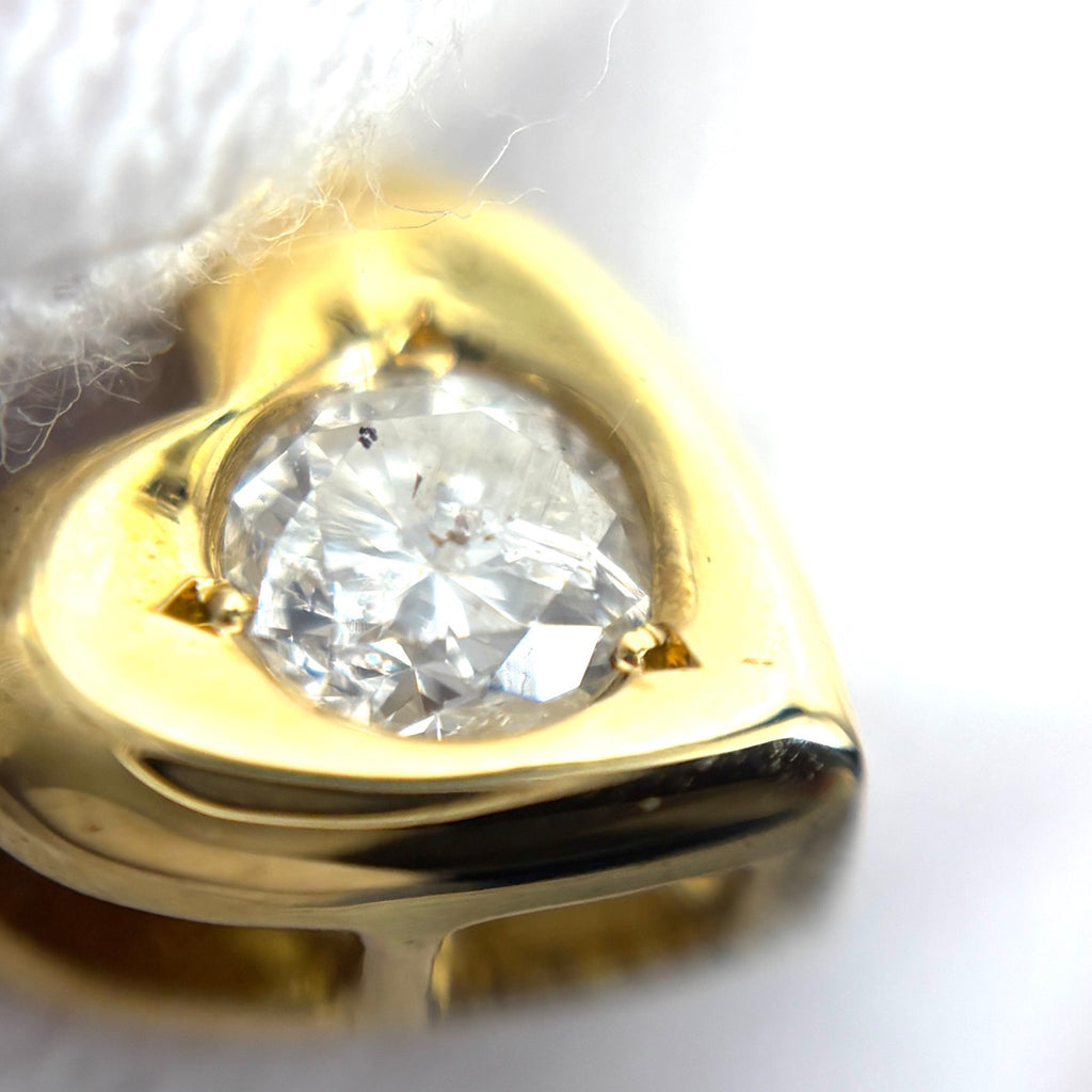 ハートモチーフ デザインネックレス YG イエローゴールド ペンダント メレダイヤ ネックレス K18 ダイヤモンド レディース 【中古】nbjwl