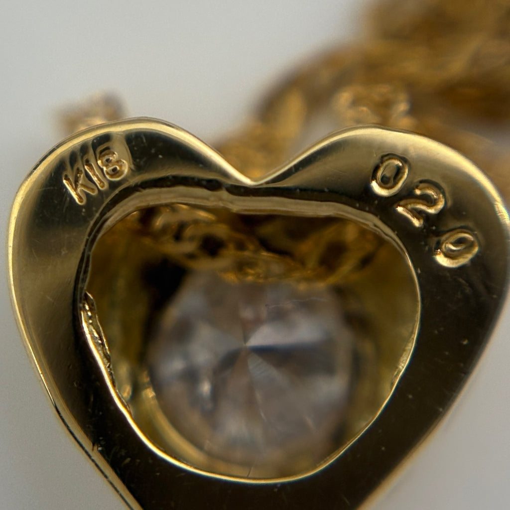 ハートモチーフ デザインネックレス YG イエローゴールド ペンダント メレダイヤ ネックレス K18 ダイヤモンド レディース 【中古】nbjwl