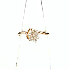 フラワーモチーフ デザインリング PG ピンクゴールド 指輪 メレダイヤ 花 リング 11.5号 K18 ダイヤモンド レディース ノンブランドジュエリー 【中古】nbjwl