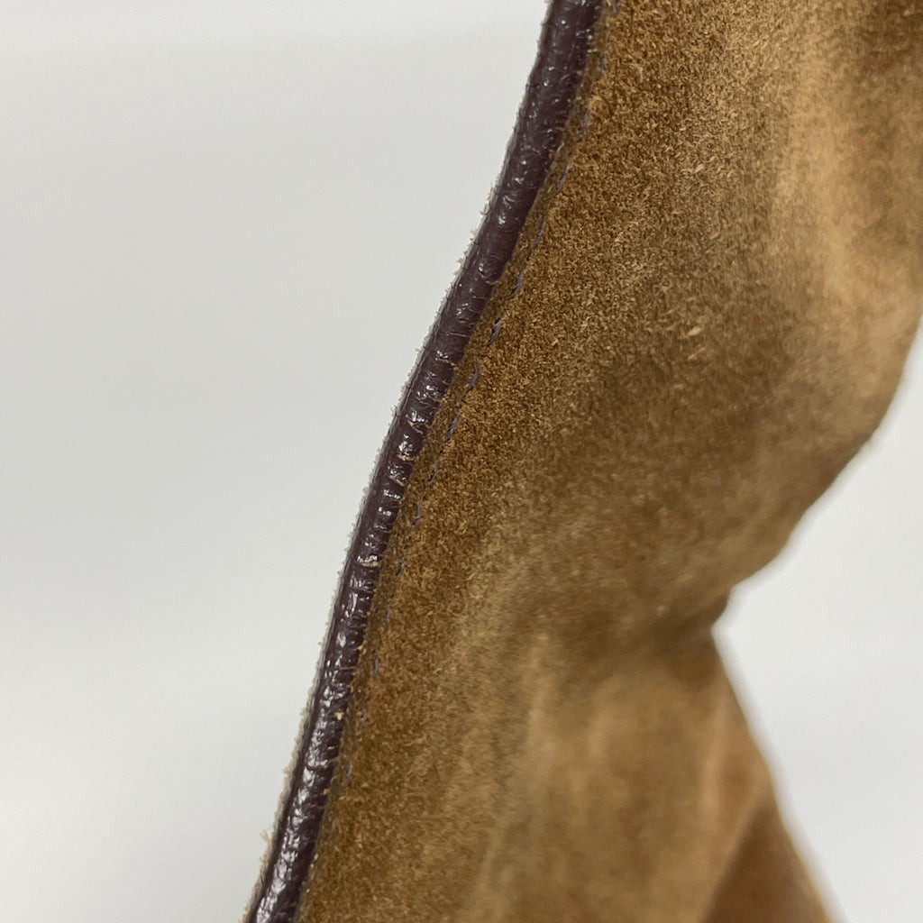 プラダ ロゴプレート ショルダーバッグ 肩掛け ショルダーバッグ スエード ブラウン レディース 【中古】brbag