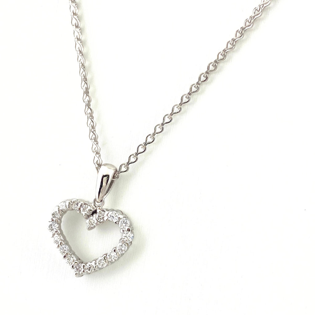 ハートモチーフ ネックレス プラチナ メレダイヤ ペンダント ネックレス Pt900 Pt850 ダイヤモンド レディース 【中古】nbjwl